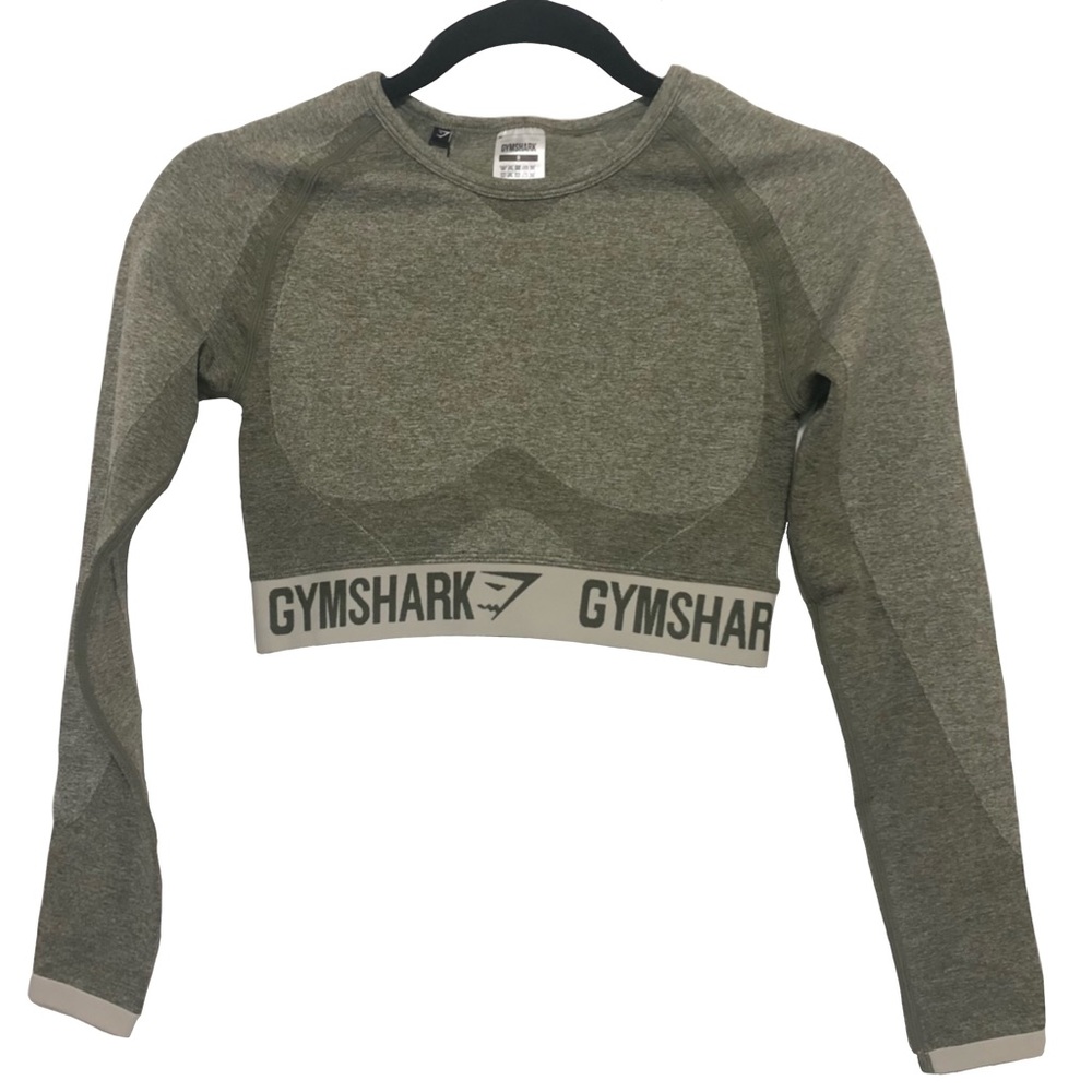 Gymshark Flex Crop Top- Khaki/Sand